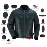 Men's Lightweight Drum Dyed Naked Lambskin Crossover Scooter - Black